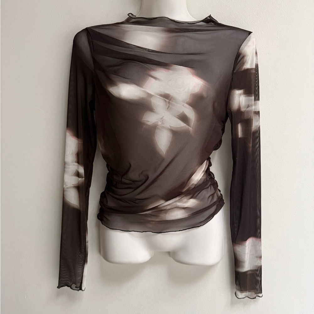 NWOT Zara Sheer Floral Blouse
